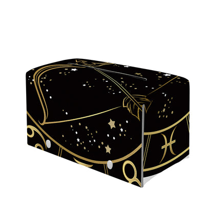 Gold And Black Sagittarius Sign Print Leather Tissue Box Cover