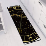 Gold And Black Sagittarius Sign Print Long Kitchen Mat