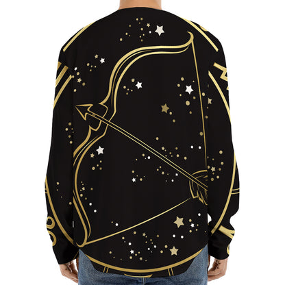 Gold And Black Sagittarius Sign Print Long Sleeve Baseball Jersey