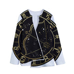 Gold And Black Sagittarius Sign Print Long Sleeve Short Coat