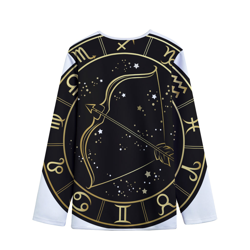 Gold And Black Sagittarius Sign Print Long Sleeve Short Coat