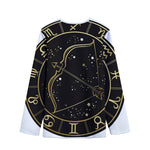 Gold And Black Sagittarius Sign Print Long Sleeve Short Coat