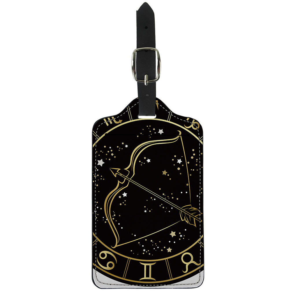 Gold And Black Sagittarius Sign Print Luggage Tag