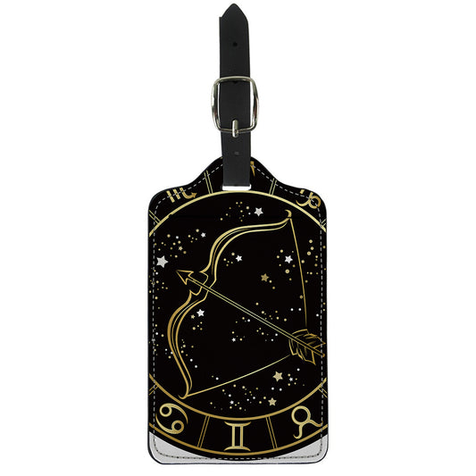 Gold And Black Sagittarius Sign Print Luggage Tag