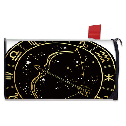 Gold And Black Sagittarius Sign Print Mailbox Cover