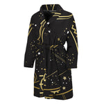 Gold And Black Sagittarius Sign Print Men's Bathrobe