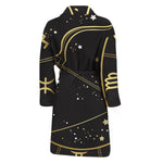 Gold And Black Sagittarius Sign Print Men's Bathrobe