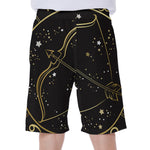 Gold And Black Sagittarius Sign Print Men's Beach Shorts