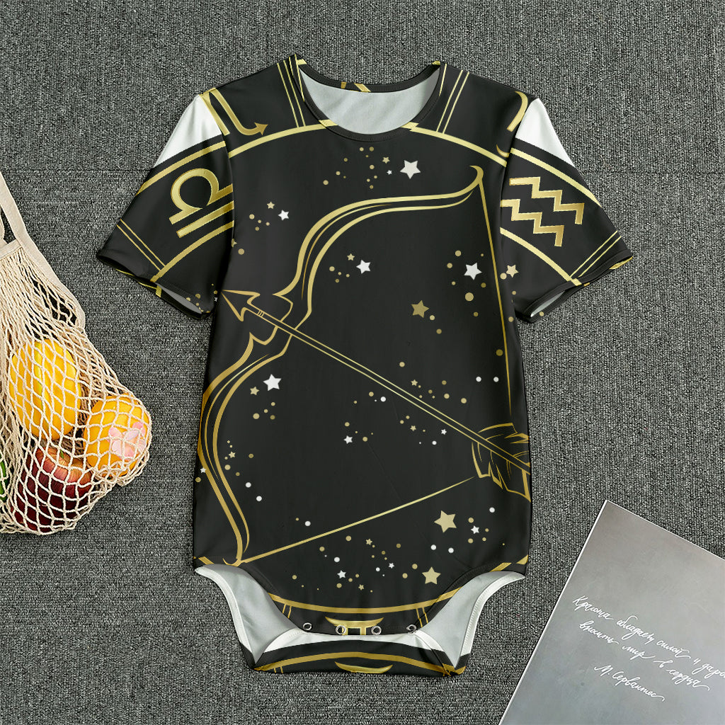 Gold And Black Sagittarius Sign Print Men's Bodysuit