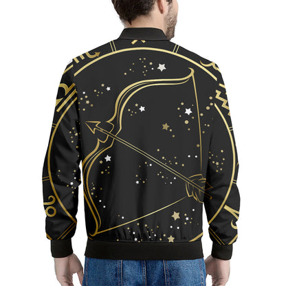 Gold And Black Sagittarius Sign Print Men's Bomber Jacket
