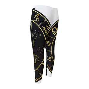 Gold And Black Sagittarius Sign Print Men's Compression Pants