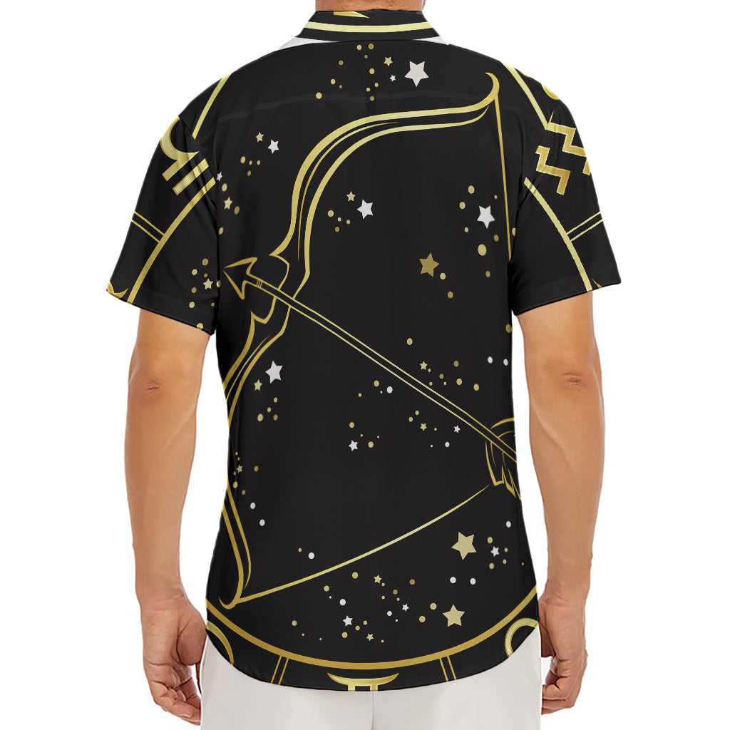 Gold And Black Sagittarius Sign Print Men's Deep V-Neck Shirt