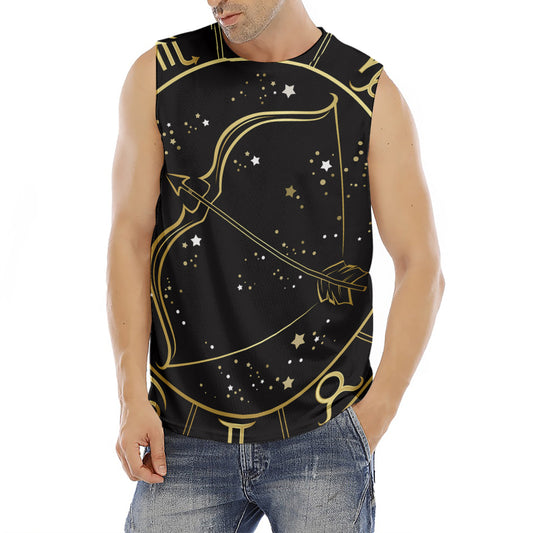 Gold And Black Sagittarius Sign Print Men's Fitness Tank Top
