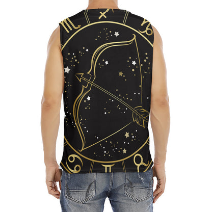 Gold And Black Sagittarius Sign Print Men's Fitness Tank Top