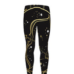 Gold And Black Sagittarius Sign Print Men's leggings