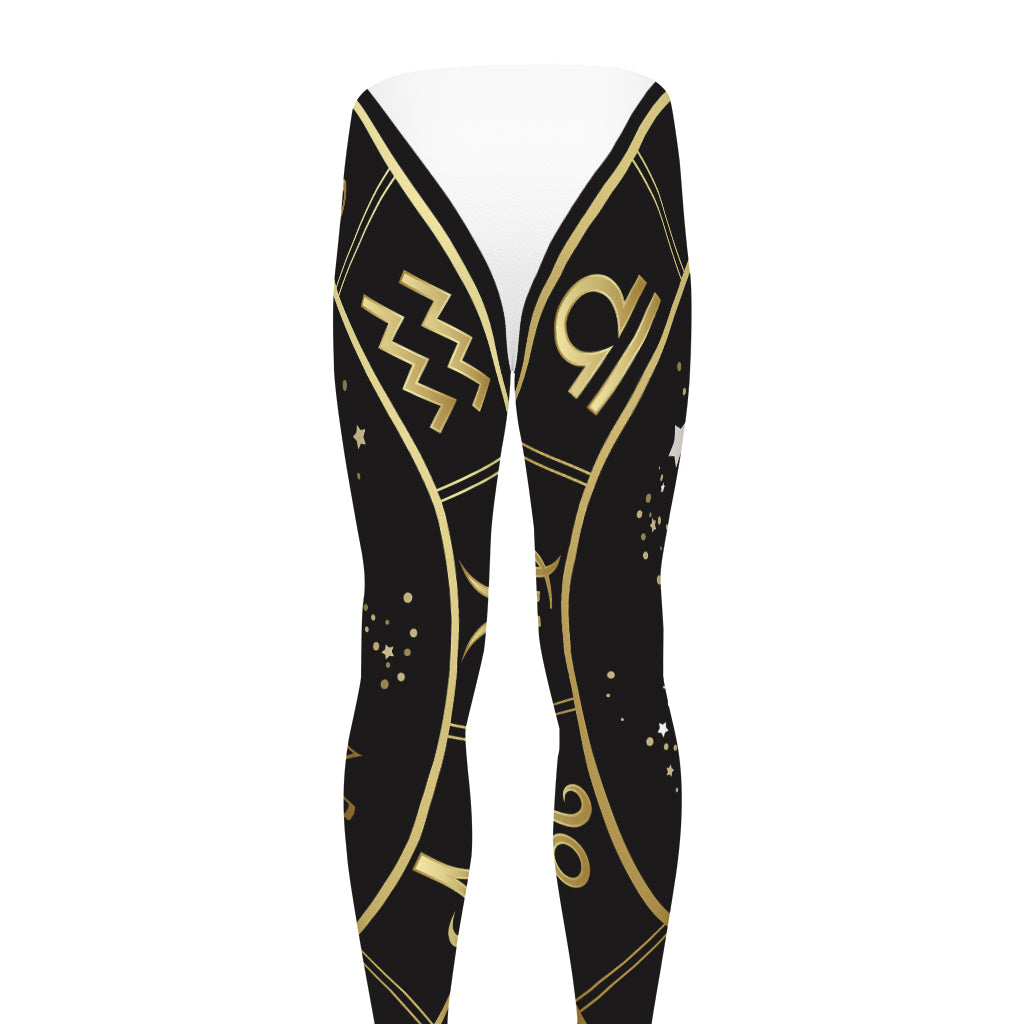 Gold And Black Sagittarius Sign Print Men's leggings