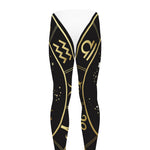 Gold And Black Sagittarius Sign Print Men's leggings