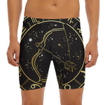 Gold And Black Sagittarius Sign Print Men's Long Boxer Briefs