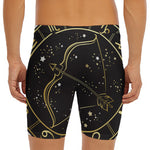 Gold And Black Sagittarius Sign Print Men's Long Boxer Briefs