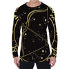 Gold And Black Sagittarius Sign Print Men's Long Sleeve T-Shirt