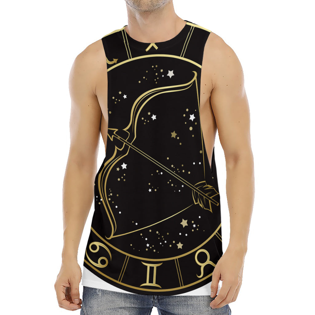 Gold And Black Sagittarius Sign Print Men's Muscle Tank Top