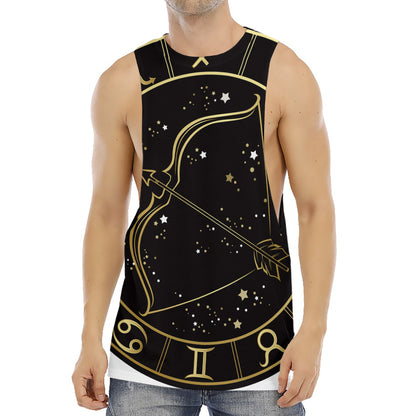 Gold And Black Sagittarius Sign Print Men's Muscle Tank Top