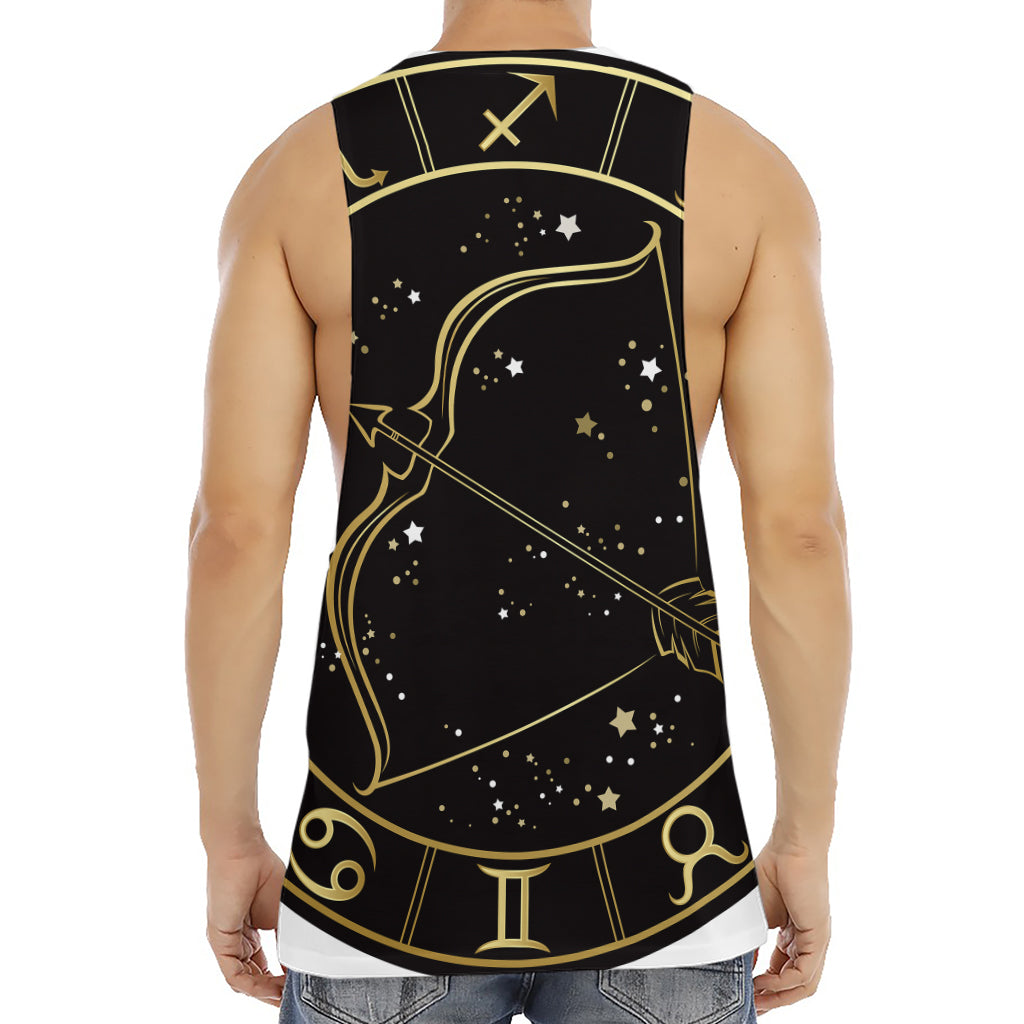 Gold And Black Sagittarius Sign Print Men's Muscle Tank Top