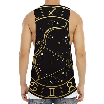 Gold And Black Sagittarius Sign Print Men's Muscle Tank Top