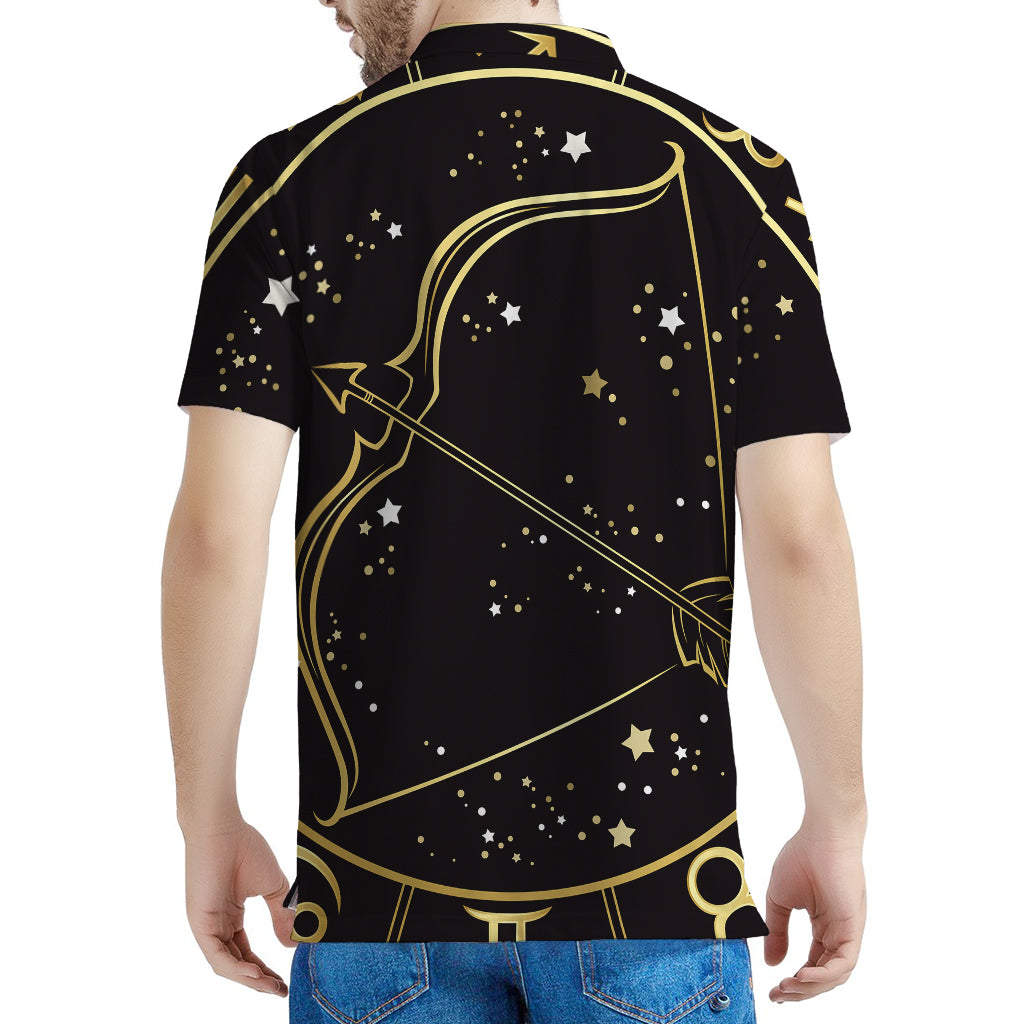 Gold And Black Sagittarius Sign Print Men's Polo Shirt