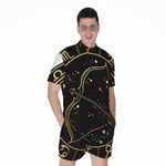 Gold And Black Sagittarius Sign Print Men's Rompers