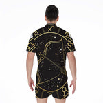 Gold And Black Sagittarius Sign Print Men's Rompers