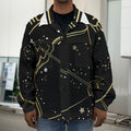 Gold And Black Sagittarius Sign Print Men's Shirt Jacket