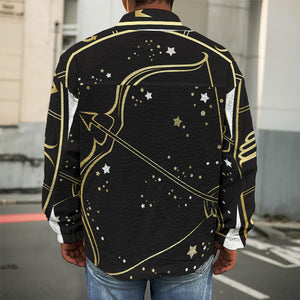 Gold And Black Sagittarius Sign Print Men's Shirt Jacket