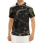 Gold And Black Sagittarius Sign Print Men's Short Sleeve Rash Guard