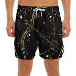 Gold And Black Sagittarius Sign Print Men's Split Running Shorts