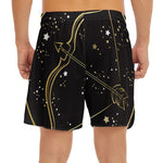 Gold And Black Sagittarius Sign Print Men's Split Running Shorts
