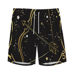 Gold And Black Sagittarius Sign Print Men's Sports Shorts