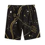 Gold And Black Sagittarius Sign Print Men's Sports Shorts