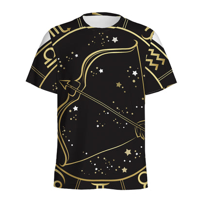 Gold And Black Sagittarius Sign Print Men's Sports T-Shirt