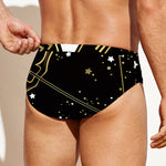 Gold And Black Sagittarius Sign Print Men's Swim Briefs