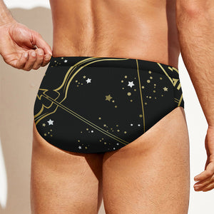 Gold And Black Sagittarius Sign Print Men's Swim Briefs