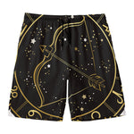 Gold And Black Sagittarius Sign Print Men's Swim Trunks