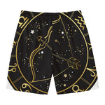 Gold And Black Sagittarius Sign Print Men's Swim Trunks