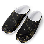 Gold And Black Sagittarius Sign Print Mesh Casual Shoes