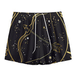 Gold And Black Sagittarius Sign Print Mesh Shorts