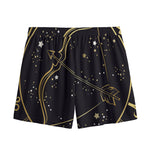 Gold And Black Sagittarius Sign Print Mesh Shorts