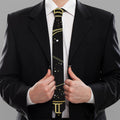 Gold And Black Sagittarius Sign Print Necktie
