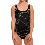 Gold And Black Sagittarius Sign Print One Piece Swimsuit