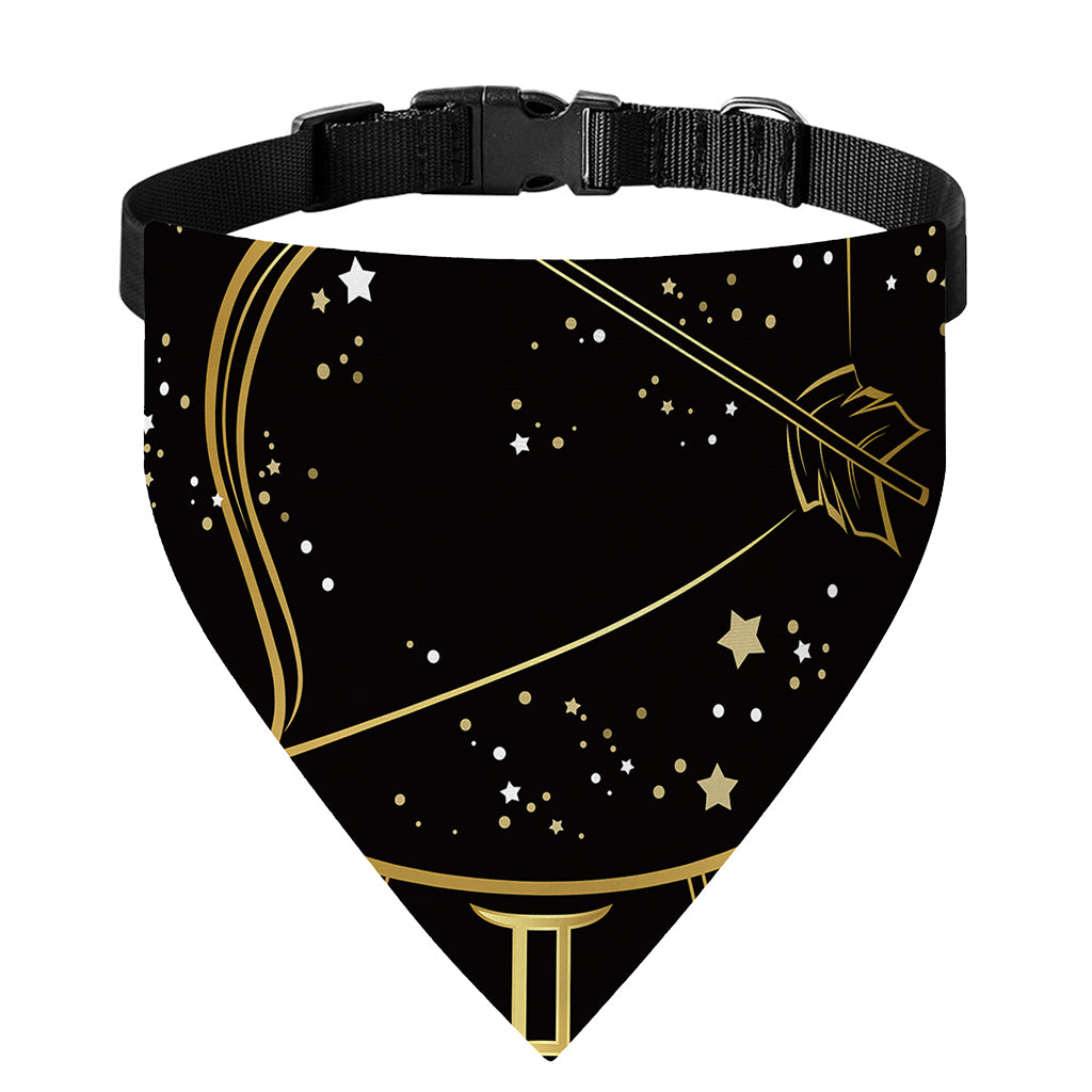 Gold And Black Sagittarius Sign Print Over The Collar Dog Bandana