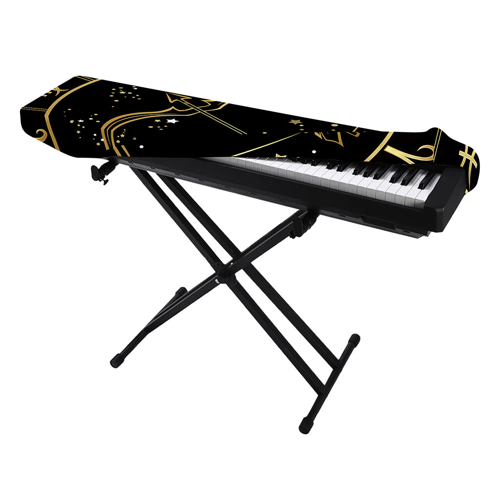 Gold And Black Sagittarius Sign Print Piano Keyboard Cover